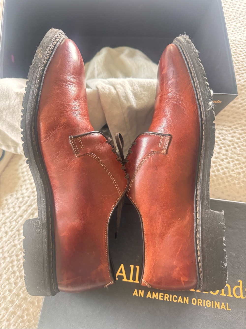 Allen Edmonds Badlands Derby 12 EEE Cognac Brown Leather Shoes USA Made - Picture 6 of 13